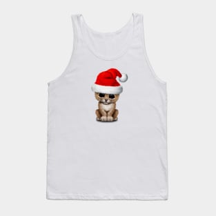 Cute Lion Cub Wearing a Santa Hat Tank Top